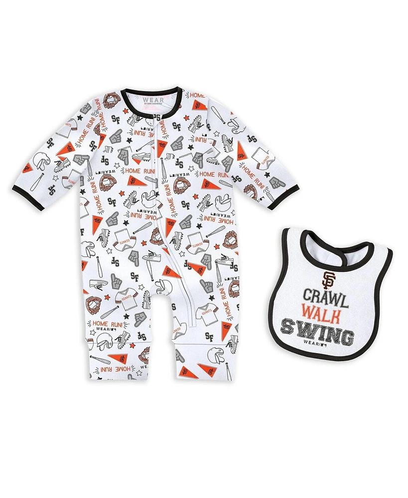Wear by Erin Andrews Baby Boys and Girls San Francisco Giants Sleep Play with Bib Set