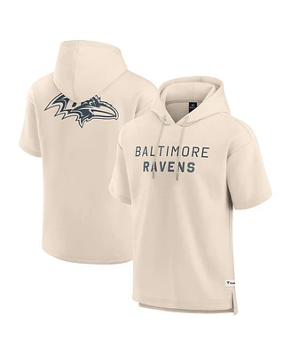 Fanatics Men's Cream Baltimore Ravens Elements Future Ground Lettering Short Sleeve Pullover Hoodie