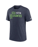 Nike Men's College Navy Seattle Seahawks Overlap Lockup Tri-Blend T-Shirt