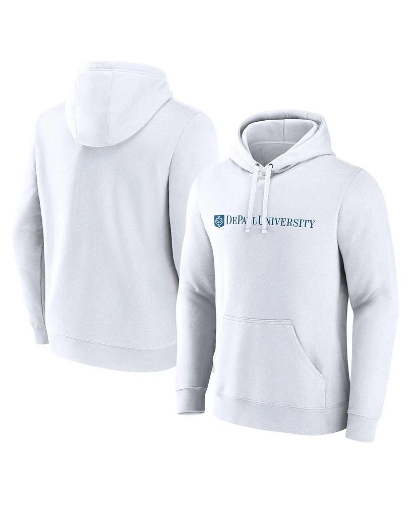 Fanatics Men's White DePaul Blue Demons Primary Logo Pullover Hoodie