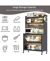 Streamdale Furniture 64" Kitchen Pantry Cabinet with Wheels & Diy Board, Gray