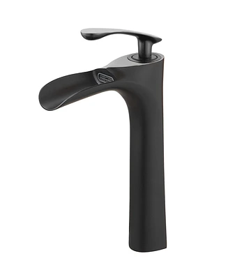 Greenspring Waterfall Single Hole Single Handle Bathroom Vessel Sink Faucet With Drain Assembly in Matte Black