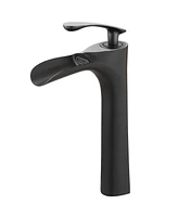 Greenspring Waterfall Single Hole Single Handle Bathroom Vessel Sink Faucet With Drain Assembly in Matte Black