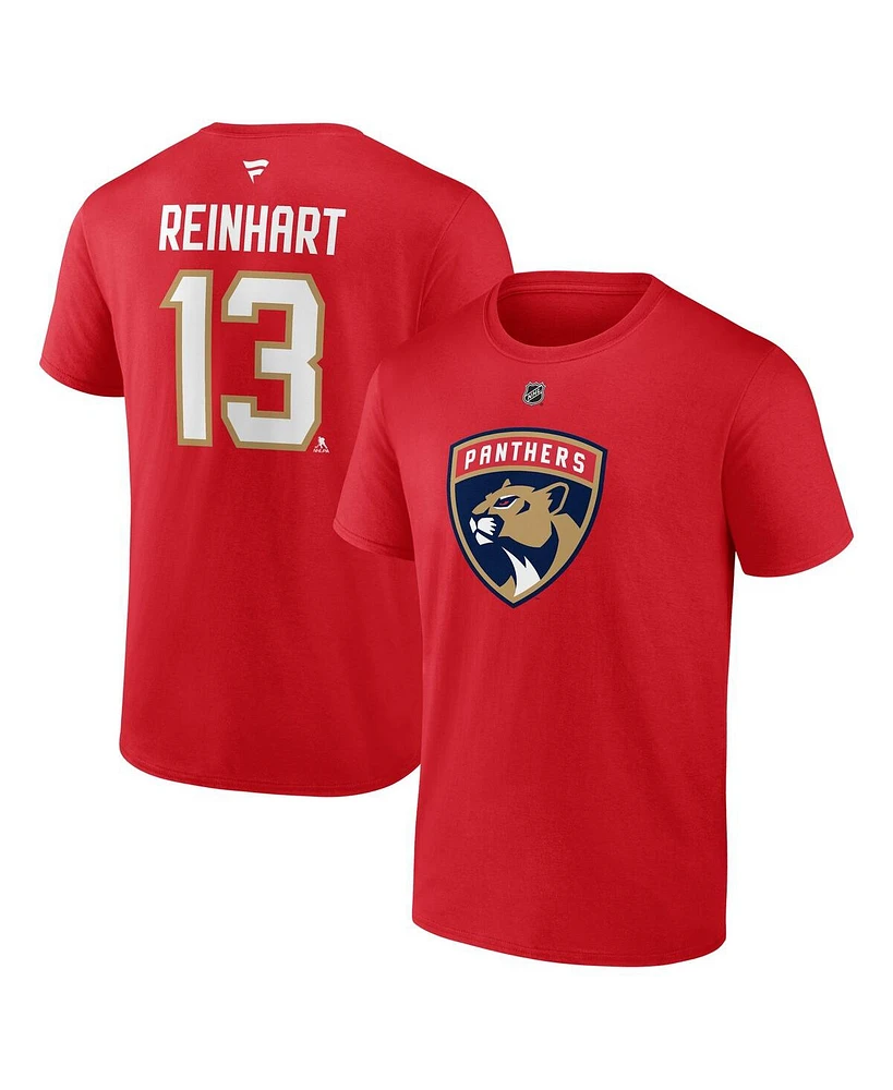 Fanatics Men's Sam Reinhart Red Florida Panthers Authentic Stack Name Number T-Shirt