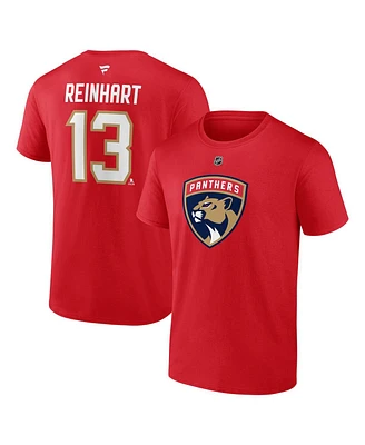 Fanatics Men's Sam Reinhart Red Florida Panthers Authentic Stack Name Number T-Shirt