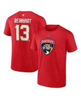 Fanatics Men's Sam Reinhart Red Florida Panthers Authentic Stack Name Number T-Shirt
