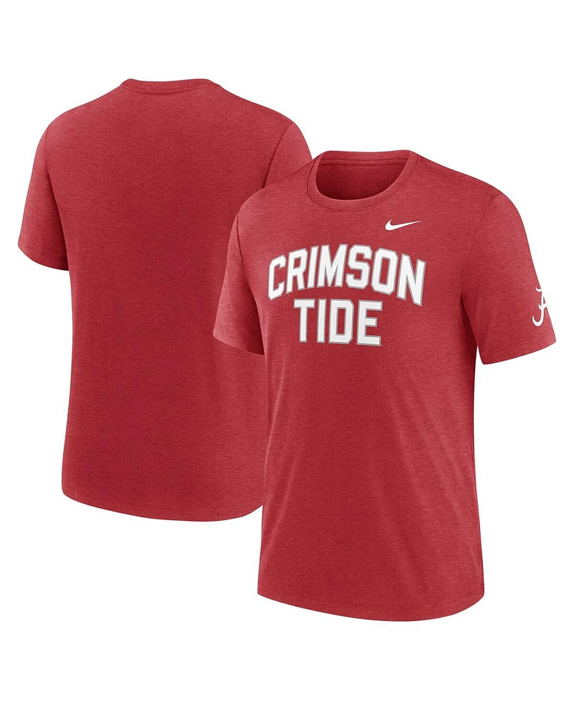 Nike Men's Heather Crimson Alabama Tide Campus Collegiate Block Tri-Blend T-Shirt