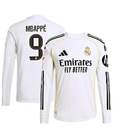 Adidas Men's Kylian Mbappe White Real Madrid 2025/26 Home Authentic Long Sleeve Jersey