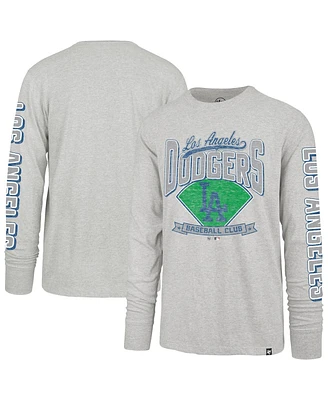 '47 Brand Men's Gray Los Angeles Dodgers Big Tall Distressed Franklin Long Sleeve T-Shirt