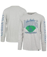 '47 Brand Men's Gray Los Angeles Dodgers Big Tall Distressed Franklin Long Sleeve T-Shirt
