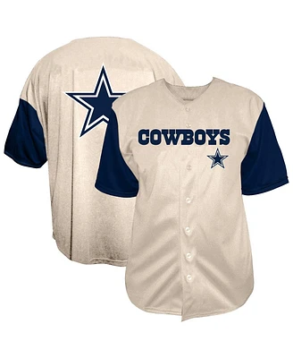 Fanatics Men's Cream Dallas Cowboys Vintage Full-Button Short Sleeve Shirt
