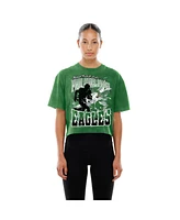New Era Women's Kelly Green Philadelphia Eagles Cropped Boxy Sport Classics Mineral Wash T-Shirt