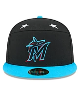 New Era Men's Black/Blue Miami Marlins 2025 Mlb All-Star Game Side Patch 59FIFTY Fitted Hat