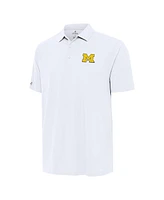 Antigua Men's White Michigan Wolverines Era Polo Shirt