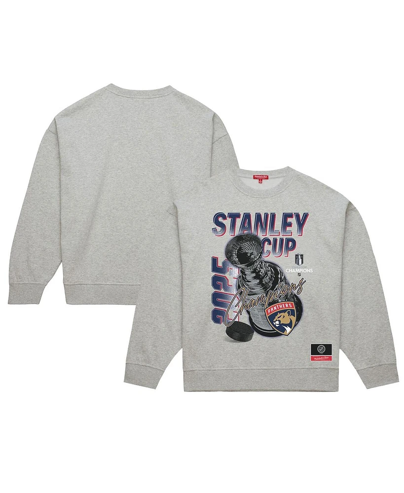 Mitchell & Ness Women's Heather Gray Florida Panthers 2025 Stanley Cup Champions Pullover Sweatshirt