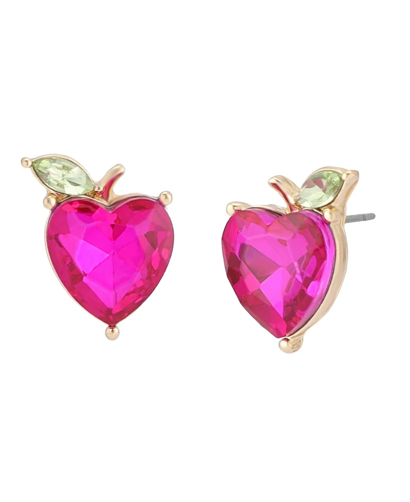 Betsey Johnson Faux Stone Straight Apple Stud Earrings
