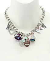 Betsey Johnson Faux Stone Kick Off Football Charm Bib Necklace