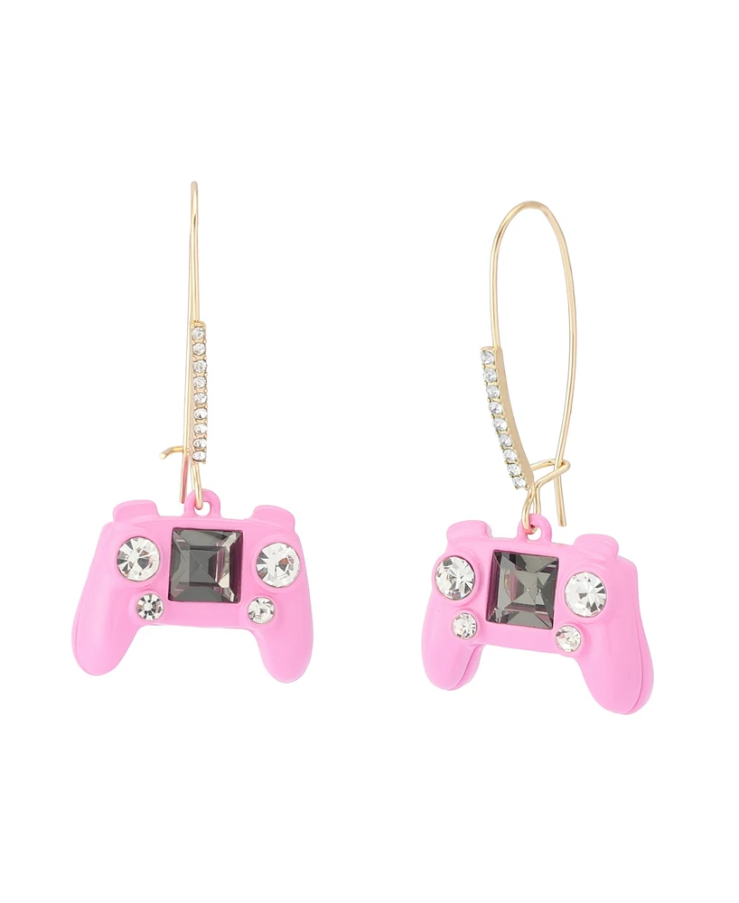 Betsey Johnson Faux Stone Straight Game Controller Dangle Earrings