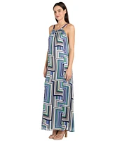 R & M Richards Women's Sleeveless Shirred-Collar Maxi Dress