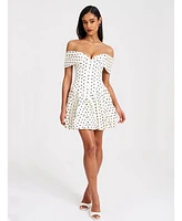 Miss Circle Women's Edeline Polka Dot Off-shoulder Pleated Mini Dress