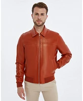 Furniq Uk Men's Leather Bomber Jacket, Created for Macy's