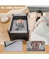 Costway 5 in 1 Portable Baby Playard Nursery Center w/ Cradle & Storage Basket