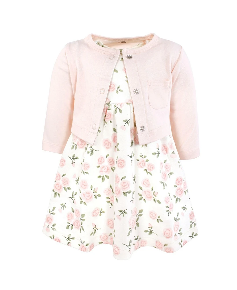 Hudson Baby Toddler Girls Cotton Dress and Cardigan Set