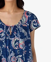 Lauren Ralph Flutter Sleeve Keyhole Neck Nightgown