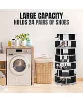 Kings Brand Furniture 7-Tier Rotating Shoe Rack, 360° Revolving Lazy Susan Spinning Rack Tower Storage Organizer for Closet Entryway Bedroom