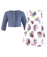 Hudson Baby Girls Cotton Dress and Cardigan Set