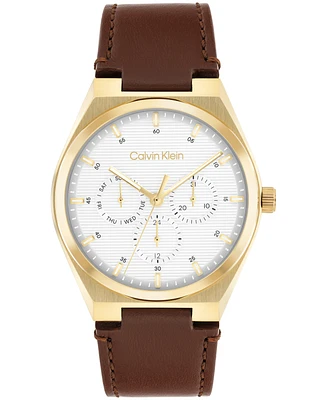 Calvin Klein Men's Brown Leather Strap Watch, 39mm