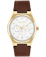 Calvin Klein Men's Brown Leather Strap Watch, 39mm