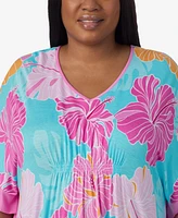 Ellen Tracy Plus Short Sleeves Sleepwear Caftan