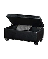 Convenience Concepts 35.5" Faux Leather 7th Avenue Storage Ottoman Bench