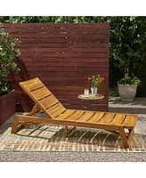 Acacia Wood Chaise Lounge With Adjustable Seating