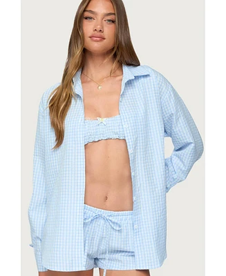 Edikted Women's Yaffa Oversized Gingham Button Up Shirt