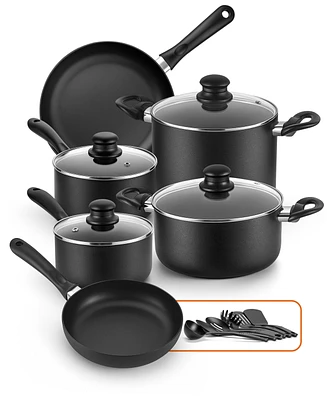 16-Piece Kitchen Hard-Anodized Aluminum Nonstick Cookware Set with Silicone Kitchen Utensils