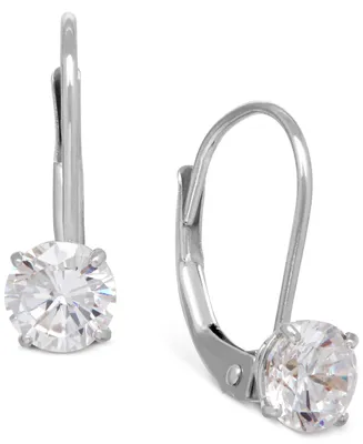 Solitaire Cubic Zirconia Hoop Earrings 14k Yellow, White, or Rose Gold