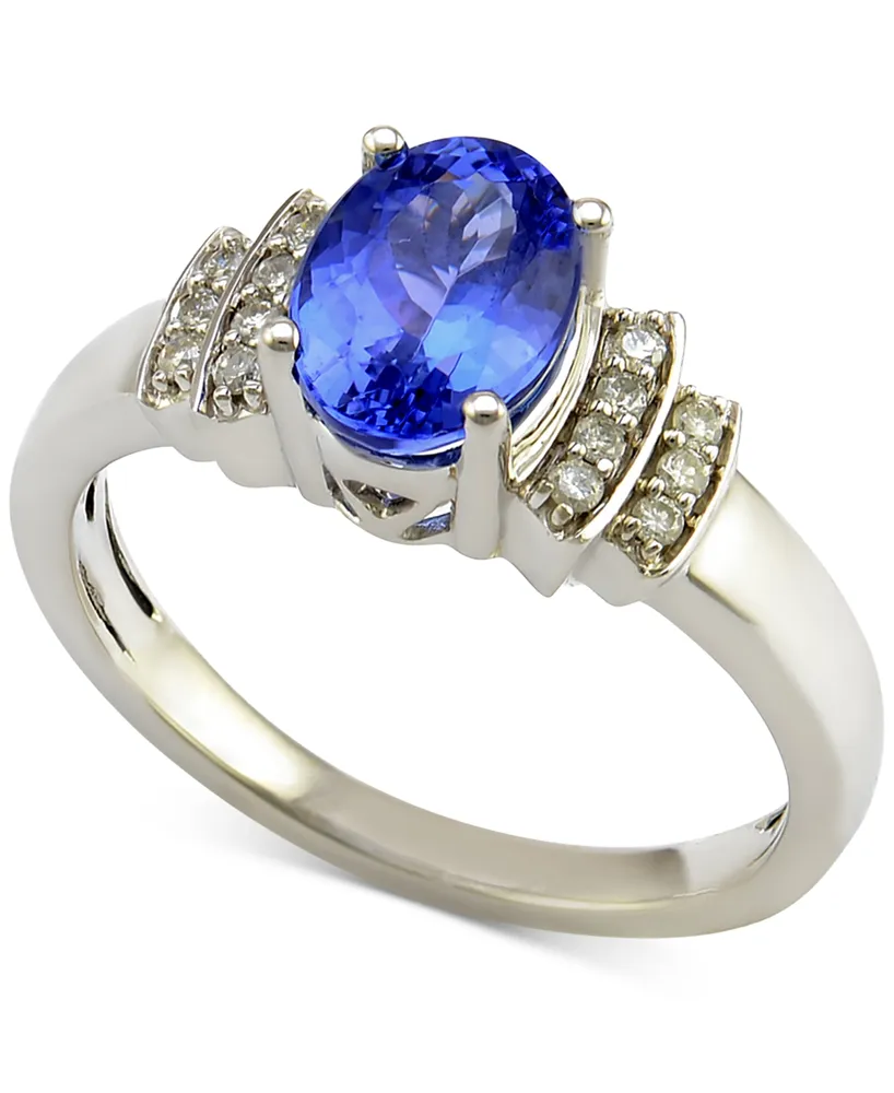 Tanzanite (1 ct. t.w.) and Diamond (1/10 ct. t.w.) Ring in 14k White Gold