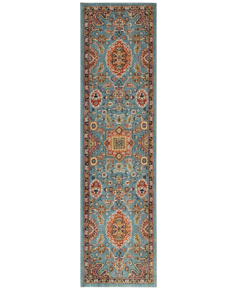 Karastan Spice Market Deir Aquamarine 2'4" x 7'10" Runner Rug