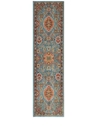 Karastan Spice Market Deir Aquamarine 2'4" x 7'10" Runner Rug