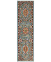 Karastan Spice Market Deir Aquamarine 2'4" x 7'10" Runner Rug