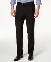 Haggar Men's Eclo Stria Classic Fit Pleated Hidden Expandable Waistband Dress Pants