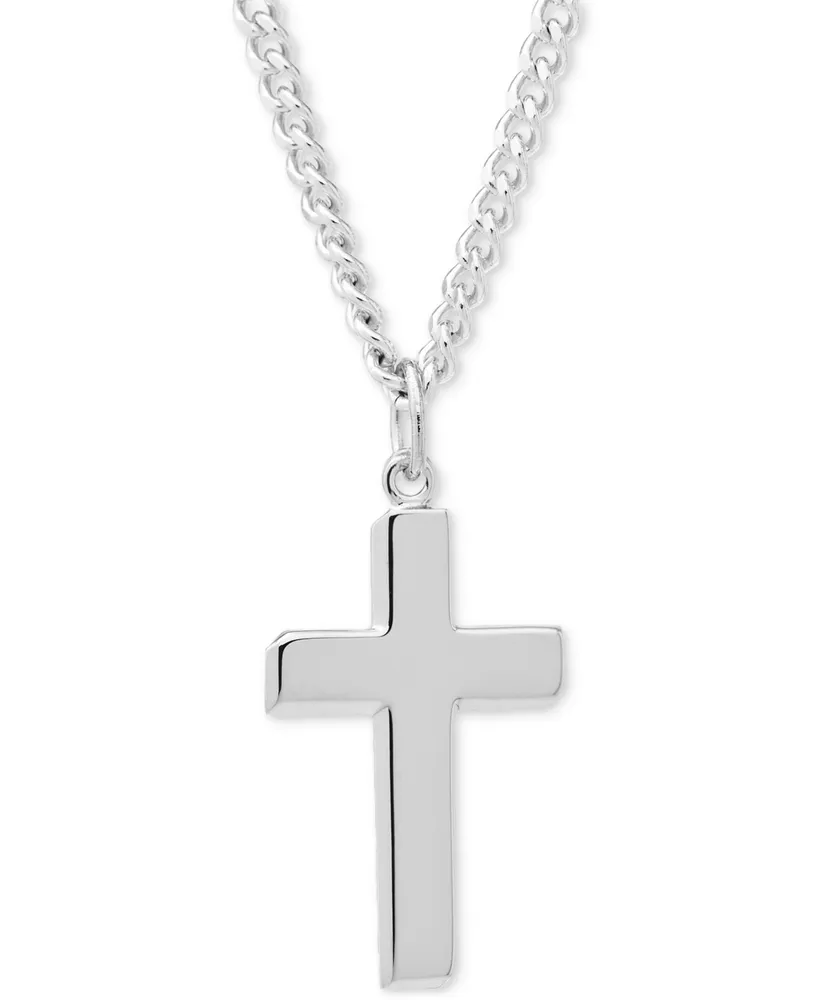 Simple Cross Pendant Necklace in Sterling Silver