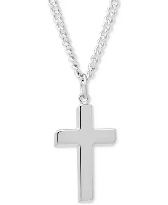 Simple Cross Pendant Necklace in Sterling Silver
