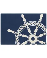 Liora Manne Front Porch Indoor/Outdoor Ship Wheel Navy 2'6'' x 4' Area Rug