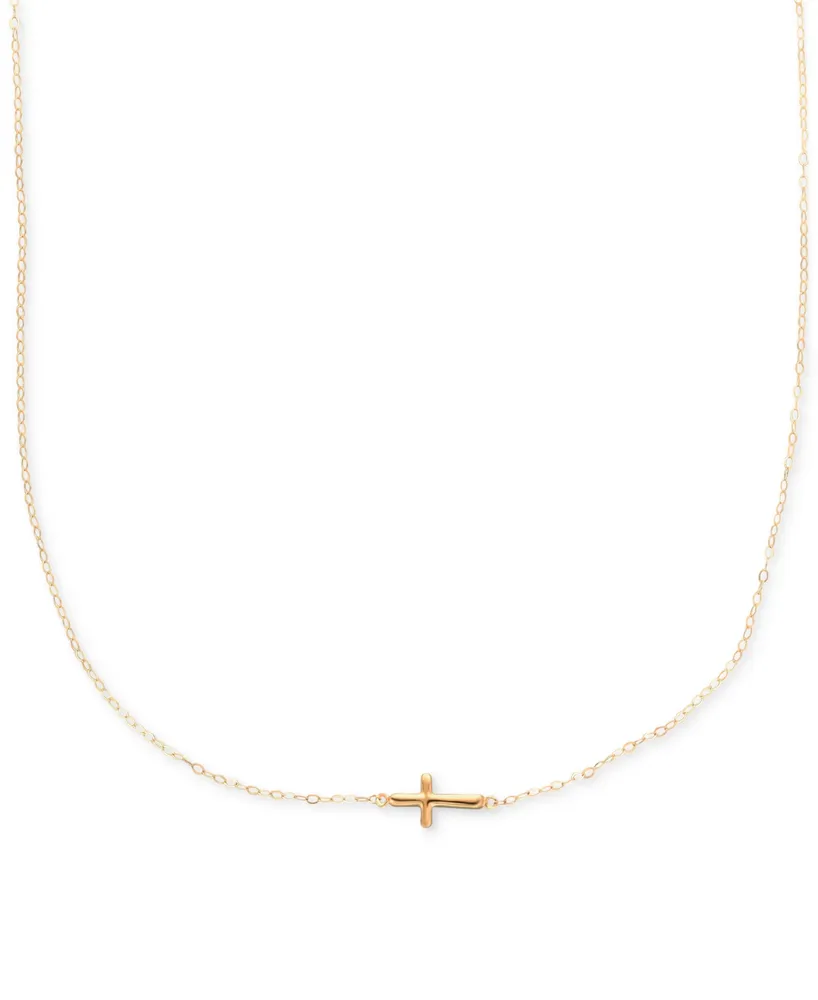 Sideways Cross Pendant Necklace in 10k Gold