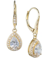 Anne Klein Teardrop Crystal and Pave Drop Earrings