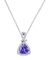 Tanzanite (1-1/10 ct. t.w.) and Diamond (1/4 ct. t.w.) Triangle 18" Pendant Necklace in 14k White Gold