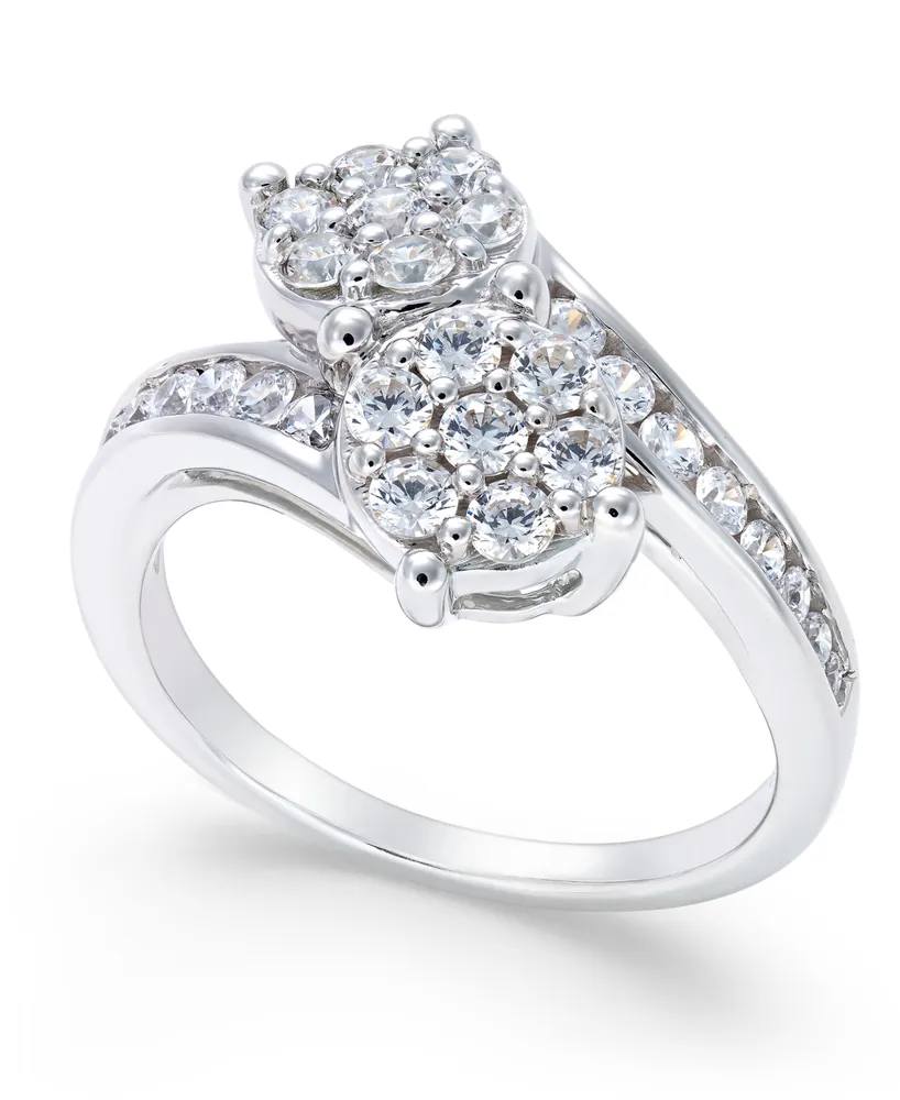 Diamond Bypass Ring (1 ct. t.w.) in 14k White Gold